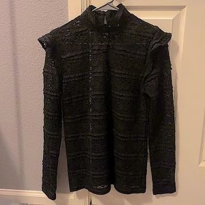 Black lace goth mock neck long sleeved blouse gothic Victorian